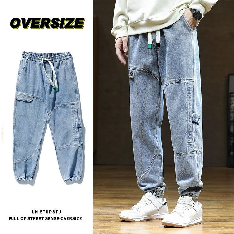 

Весна Осень Мужские джинсы Хип-хоп Уличная одежда Шаровары Вышивка Стрейч Хлопок Повседневные Jogger Джинсы 8XL 6XL