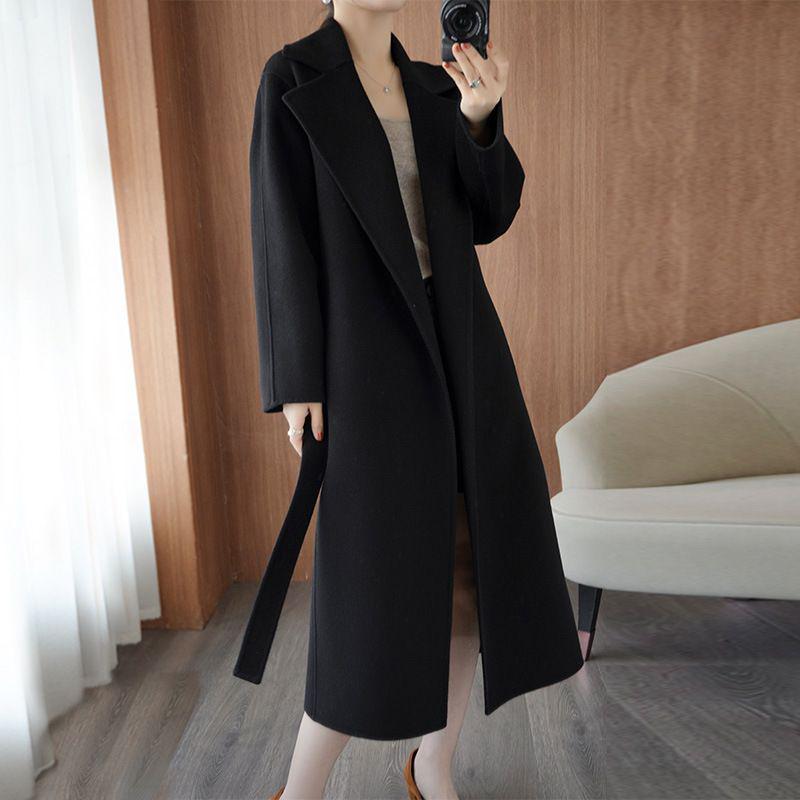 Plus Size Women's Mid-Length Wool Coat - 2022 Autumn/Winter Korean Style