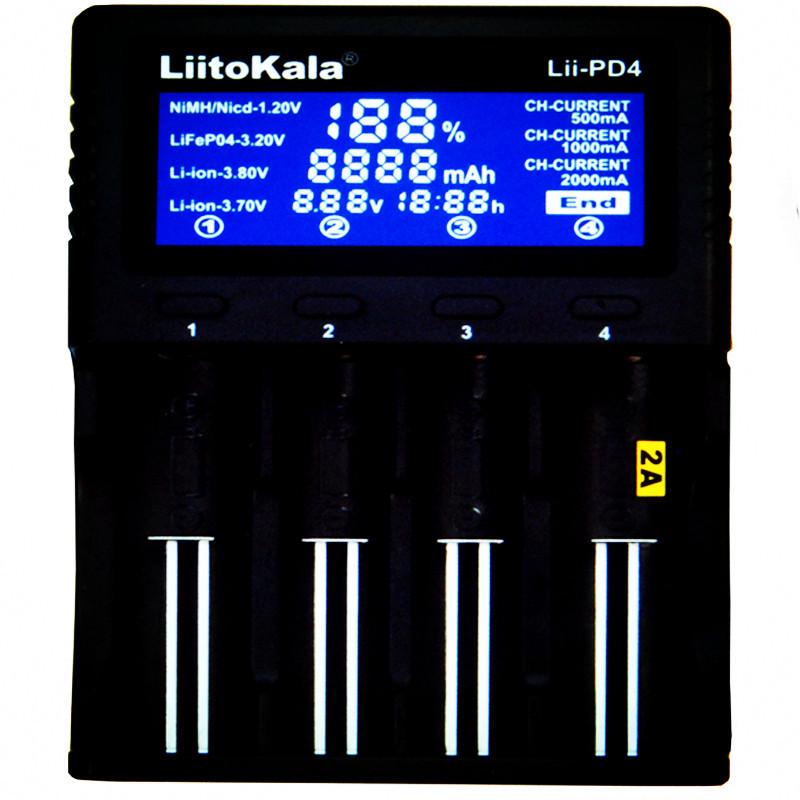LiitoKala Lii-PD4 LCD Charger for 18650, 26650, 21700 Lithium Batteries