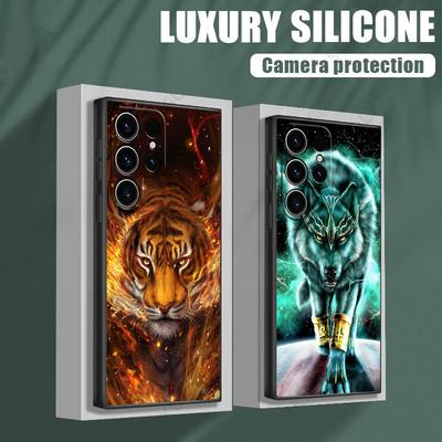 The Tigre Wolf Lion Animal Phone Case For Samsung Galaxy S24 Ultra Cases S23 S21 S20 FE S22 Plus Note 20 Ultra 10 Silicone Cover