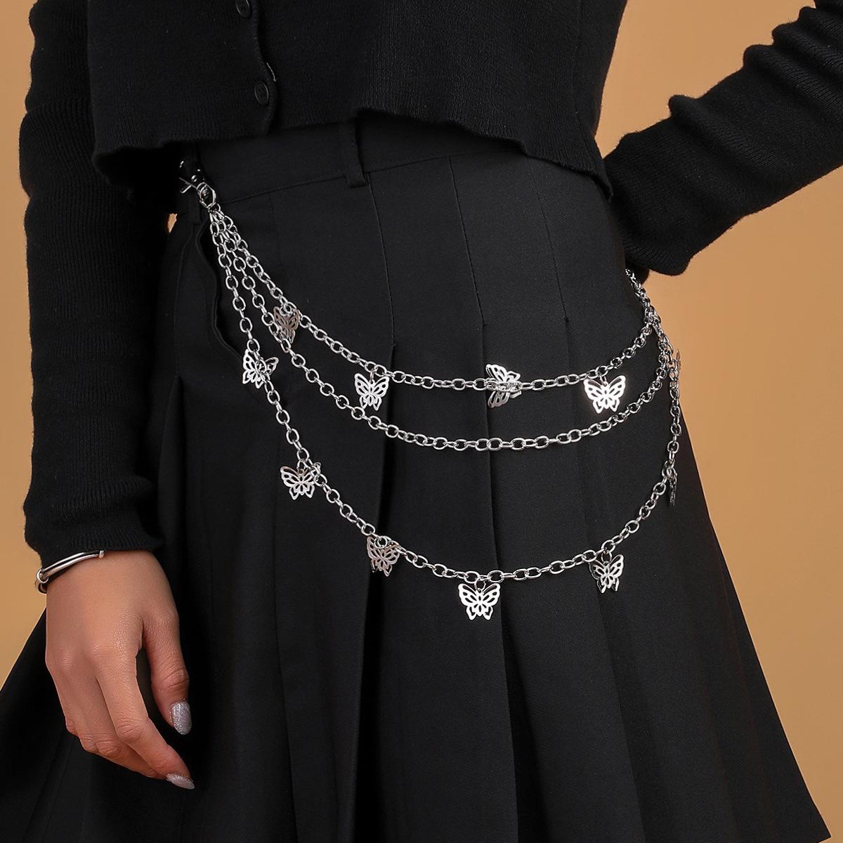 Trendy Unisex Three-Layer Versatile Metal Butterfly Waist Chain