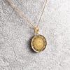 Speranza 24K Pure Gold Coin Pendant with Gold Glass 18K Engraved Crown, 1/25oz Clock,