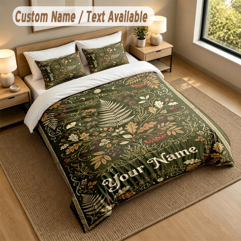 Autumn Harvest Theme Personalized 3Pcs Bedding Set Custom Text & Name 1 Sheet 2 Pillowcases Household Bedding 1pc