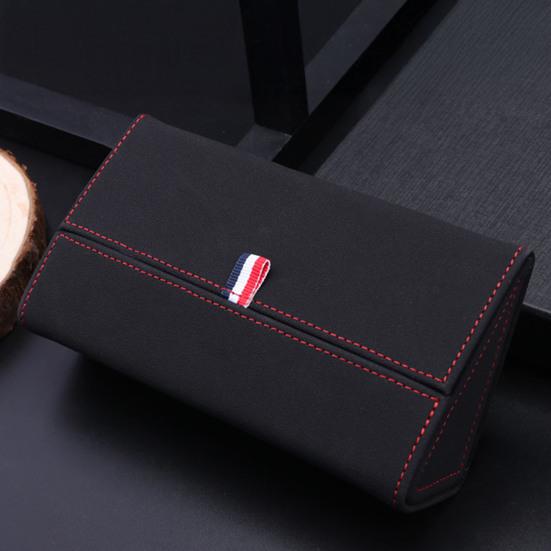 Car Storage Box Flip-Type Anti-Falling Eyeglass Case Snap-On Installation Leather Texture Organizer Universal Fit Sunglasses Box