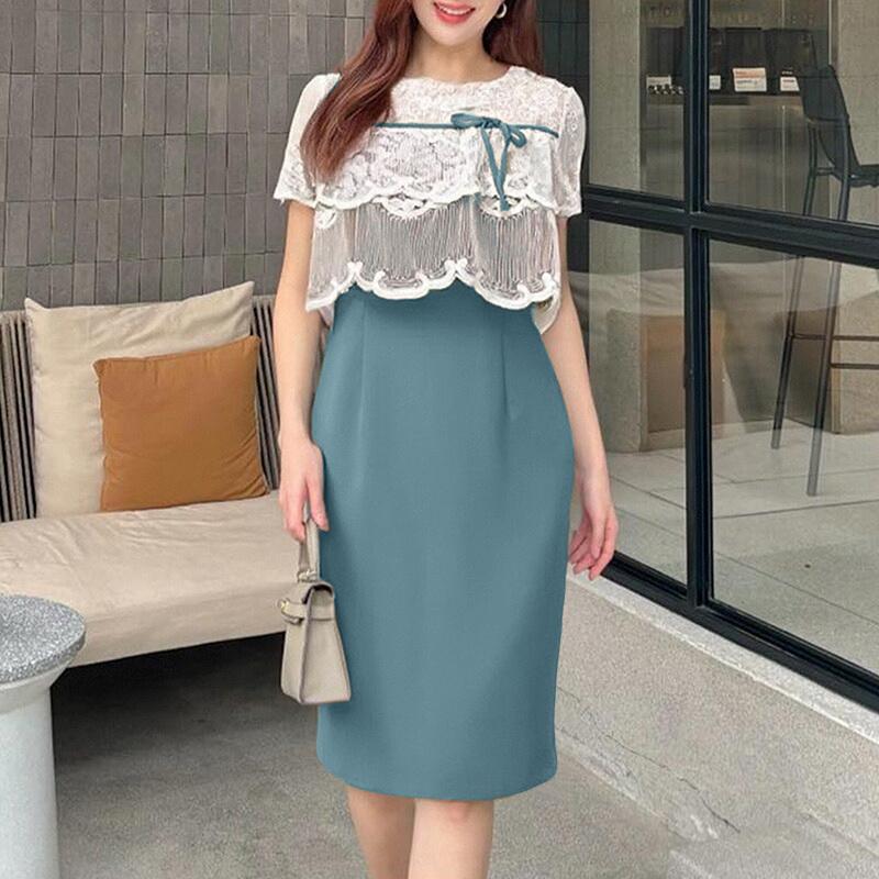 

ZANZEA Женское кружевное платье-футляр с круглым вырезом и короткими рукавами для лета 5XL