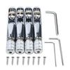 OVSAL 4-Piece Pack Fixed Bridge for 4-String Electric Bass Headless Chrome Replacement Part