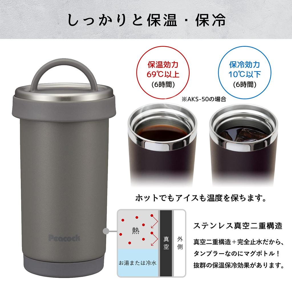 Peacock Thermos Water Bottle 500ml Mug Bottle Thermos Brown Thermal/Cold AKS-R50-TD