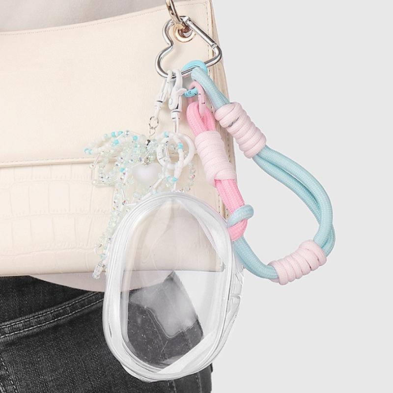 Perlen-Schleifen Schlüsselanhänger Transparente Aufbewahrungstasche Romantik Design Tasche Anhänger Schlüsselring Für Tasche Handy Geldbörse Zubehör