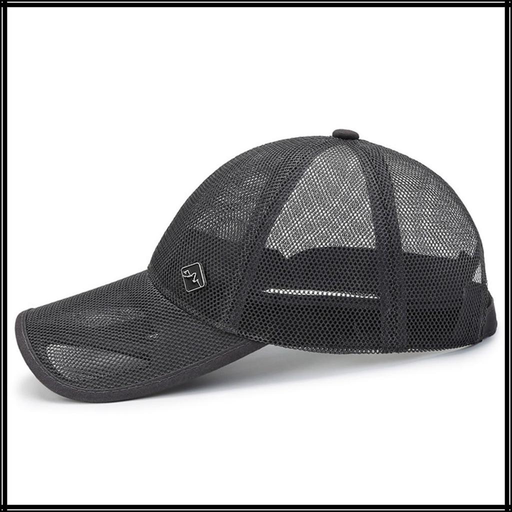 Hat Cap Mesh Breathable Lightweight Outdoor Sports UV Protection Simple CZA405 [White Fang] Men's (Black)