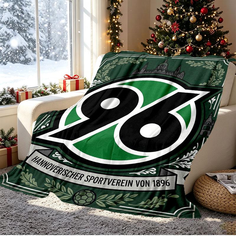 Hannover 96 Football Pattern Blanket for Home Decoration, Bed, Sofa, Car Travel, Camping, Suitable for All Seasons, Birthday Christmas Gift