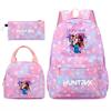 3Pcs/set Cartoon KPOP Printed Backpack with Handbag Pencil Case for Teenager Boy Girl Large Capacity Bookbag Schoolbag Mochila
