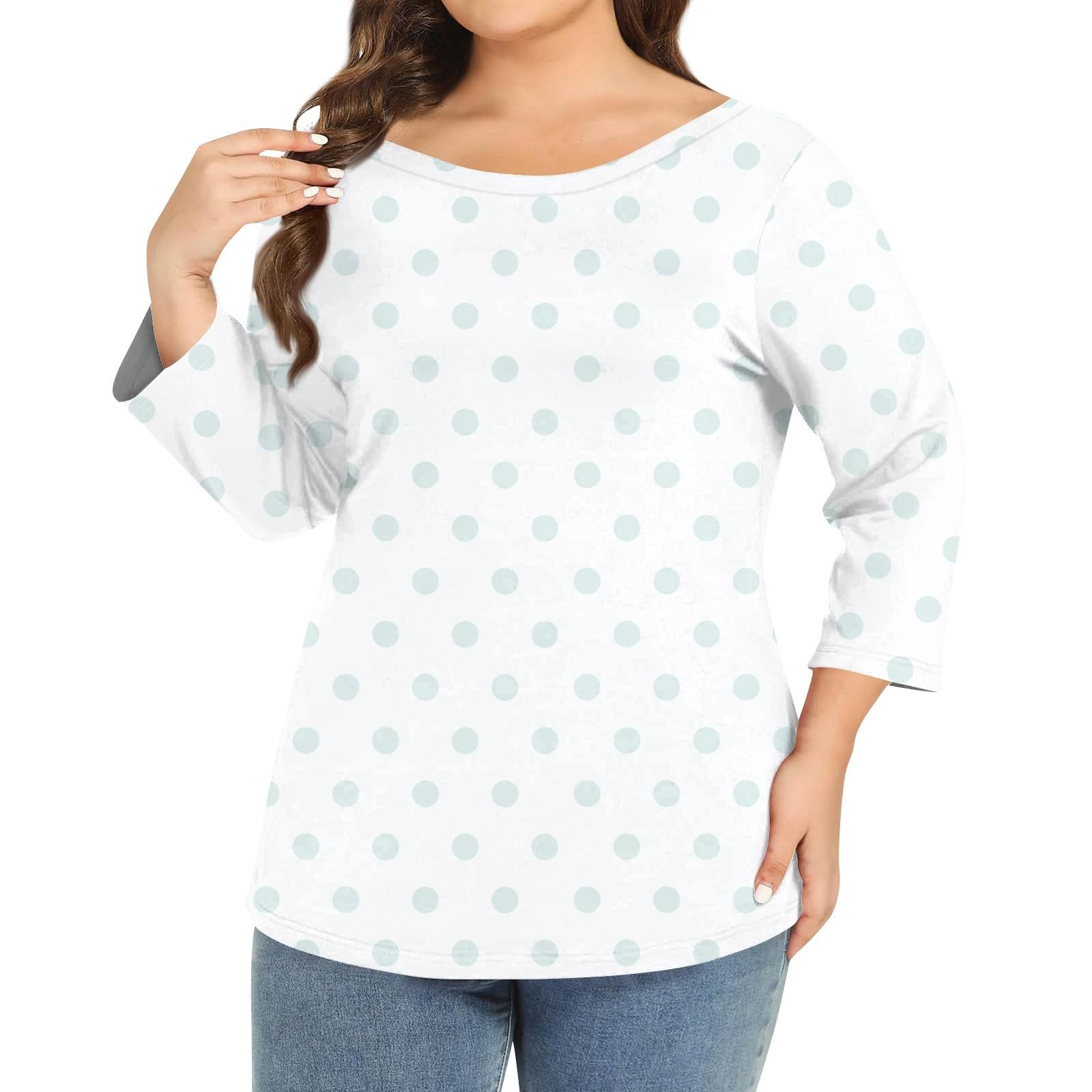 

Женский однотонный топ больших размеров с круглым вырезом и рукавами 3/4 XL