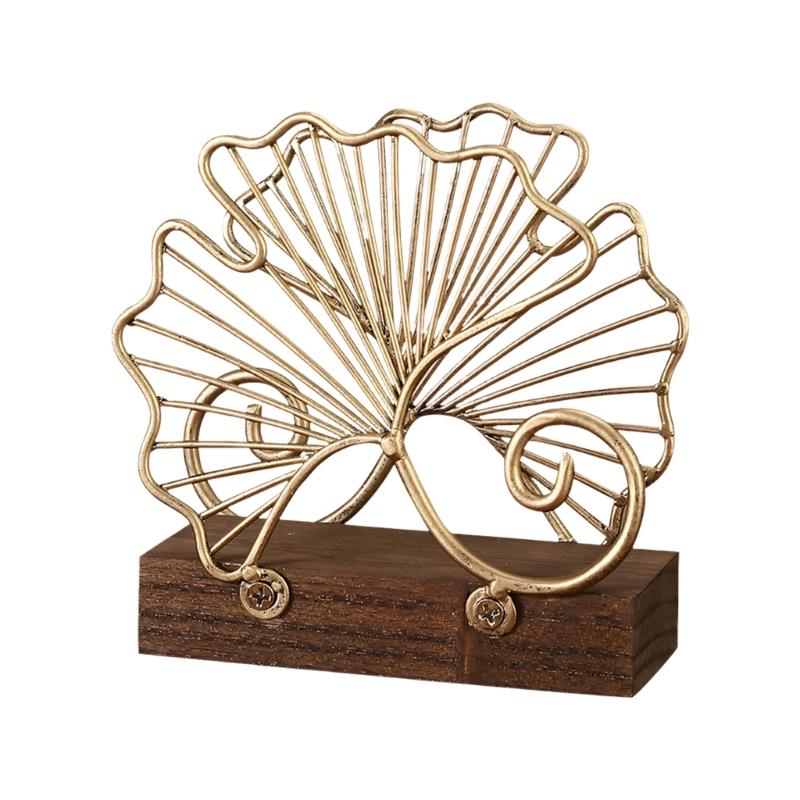 

Металлический держатель для бумажных салфеток Экономия места Простая форма листьев Держатель для салфеток Деревянное дно Домашний декор Стойка для салфеток 1