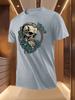 Viking Skull Graphic Tshirt - Casual Short Sleeve Crew Neck