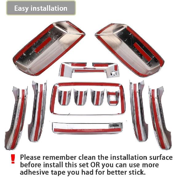 Chrome Door Handles+Top Half Mirror Covers+Tailgate Cover (With Camera Hole) Compatible With Chevrolet Silverado GMC Sierra 1500 2500 3500 2014-2018