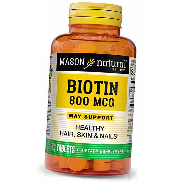 

Біотин для волосся, шкіри та нігтів, Biotin 800, Mason Natural 60таб (36529030) 60tab