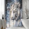 White Tiger In The Snow Forest Shower Curtain Washable Dirt-Resistant Shower Head Waterproof Polyester Bath Curtain