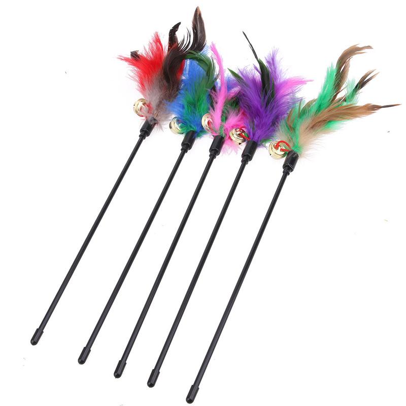 5pcs Cat Kitten Pet Cat Teaser Feather Stick Pet Supplies Cat Accessory for Cats Interactive Stick Cat Supplies