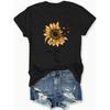 Womens Sunflower Butterfly Print T Shirt Casual Short Sleeve Round Neck Spring Summer Casual Dressy Top
