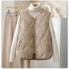 Women Loose Sleeveless Vest Round Neck Thin Quilted Cardigan