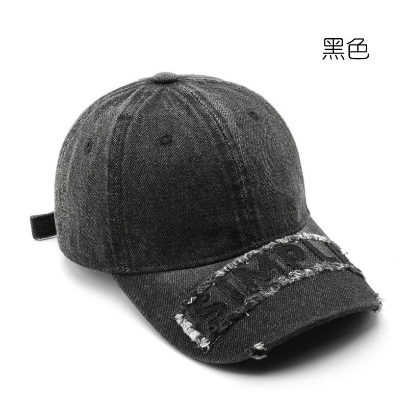 

Шляпа Весна и Осень Однотонная Легкая Джинсовая Рваная Кепка Для Путешествий На Открытом Воздухе Спортивная Защита От Солнца Бейсболка чёрный