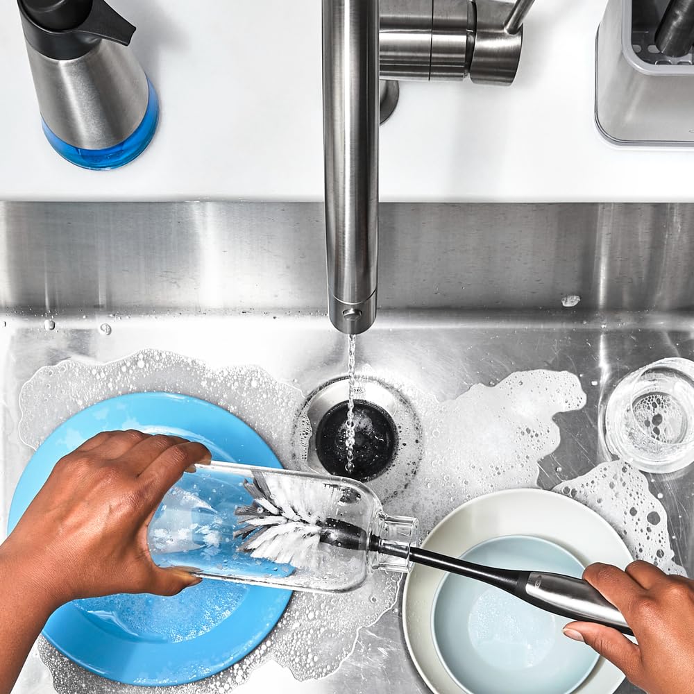 OXO Stainless Steel Bottle Brush for Water Bottle Replaceable Brush Cleaning,