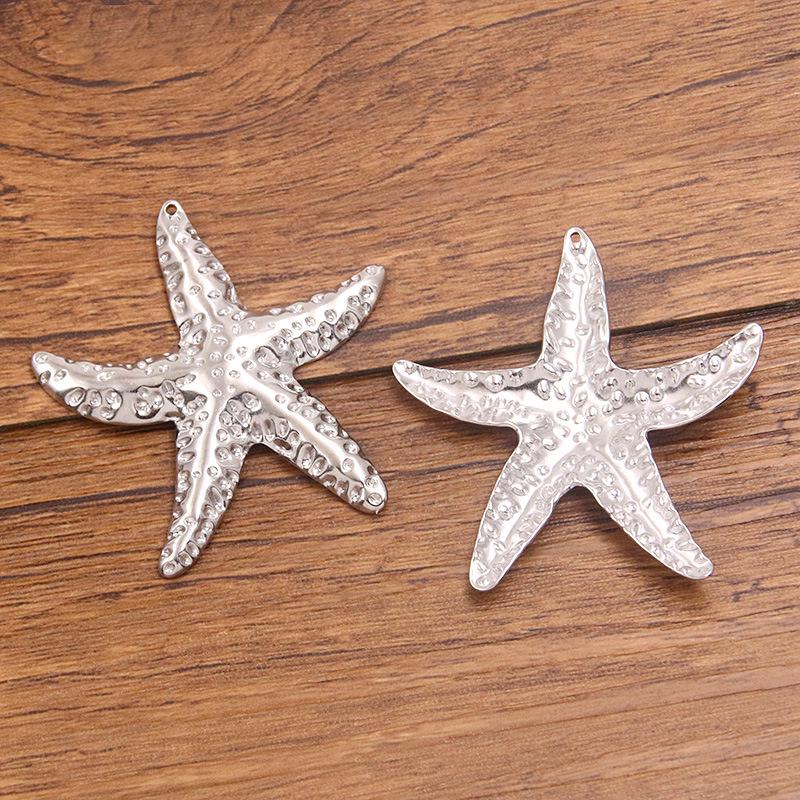 Bi-Color 304 Stainless Steel Starfish Pendant with Real Gold Electroplating