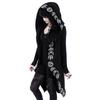2026 Autumn Gothic Punk Black Long Sleeve Women Hoodies Sweatshirts Moon Print Women Loose Coat Hooded Sweatshirt