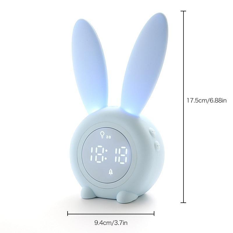 Cute Rabbit Alarm Clock with LED Night Light Function Household Alarm Clock