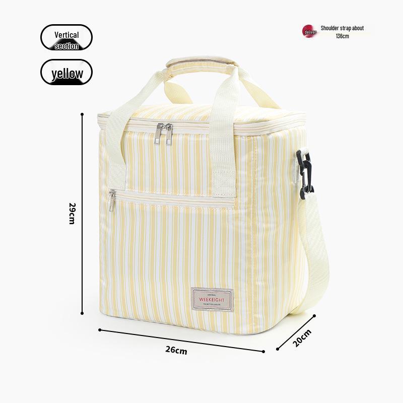 

Striped Large-Capacity Insulated Portable Picnic and Lunch Bag