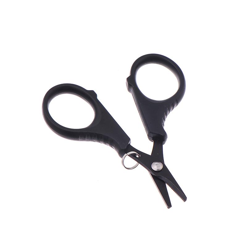 Black Titanium Coating Stainless Steel Fishing Scissor Plier With Anti-Lost Retractable Buckle Cut Pe Braid Line Cutter Plies