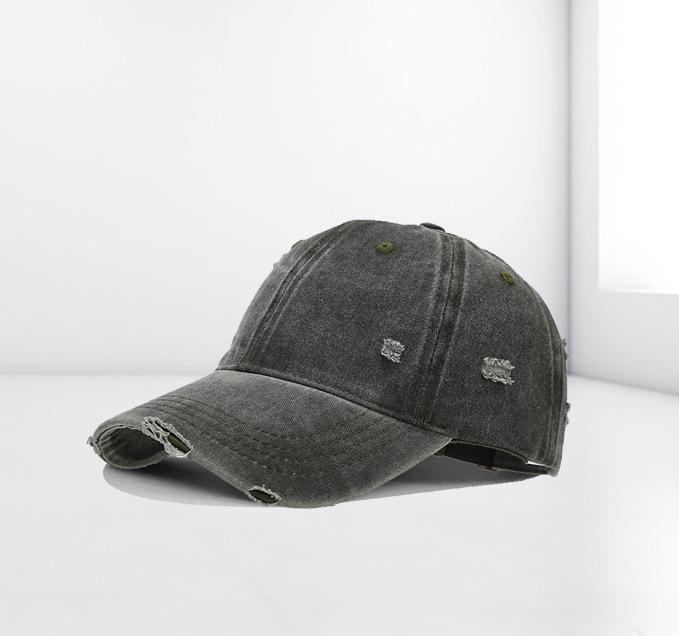 12-Color Distressed Pure Cotton Baseball Cap - Outdoor Versatile Plain Design