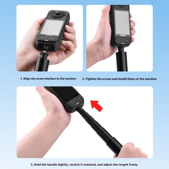 Selfie-Stick Verstellbare Verlängerungsstange Extra Lang Kompaktes Design Tragbar Actionkamera Selfie-Stick Zubehör