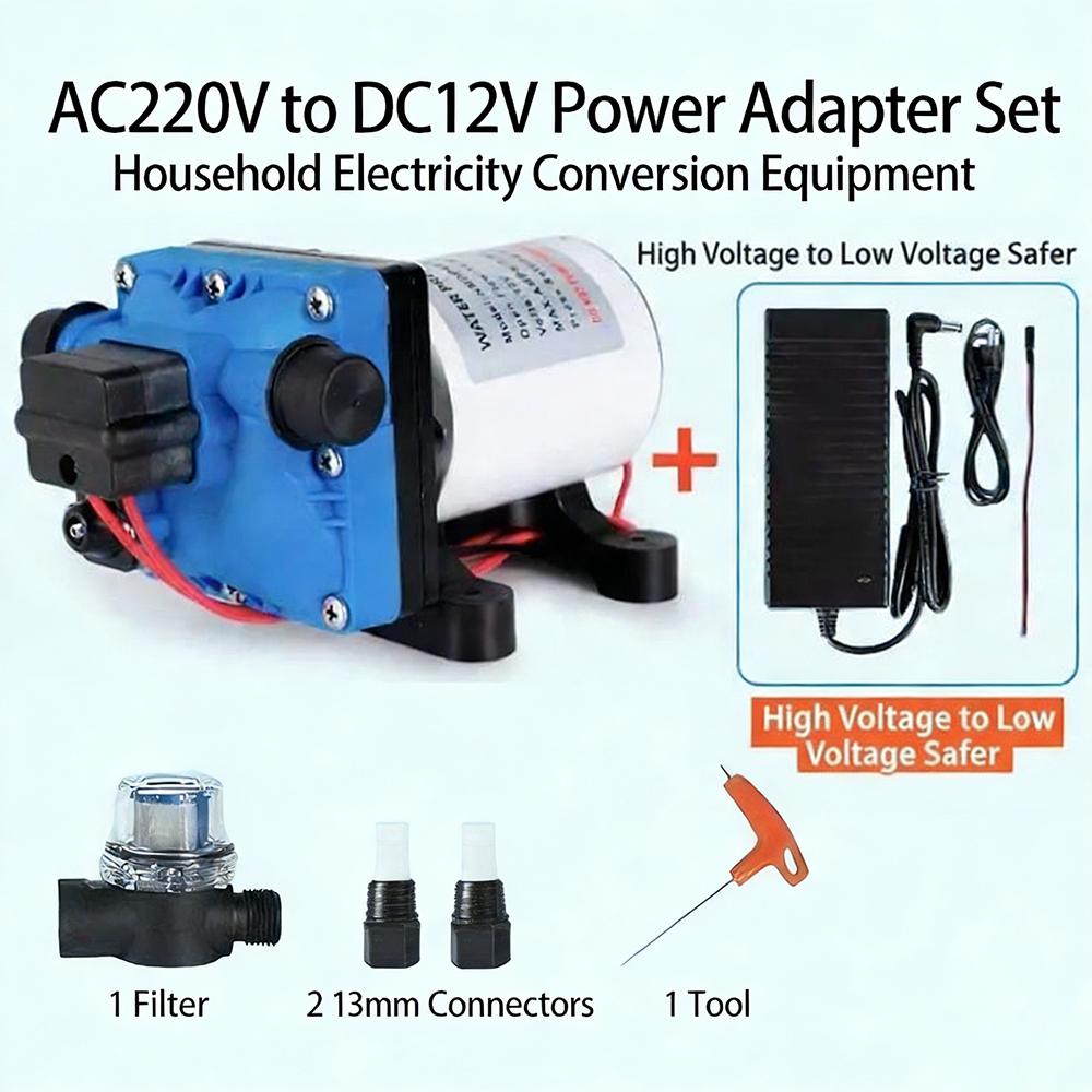 RV Water Pump - 12V/24V Self-priming Booster Pump - Horizontal Marine DC Miniature Electric High-pressure Diaphragm Pump