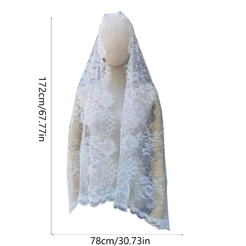 Muslims Lace Wedding Veils Church Mantilla Wedding Bride Head Covering Veils for Women Black and Gold