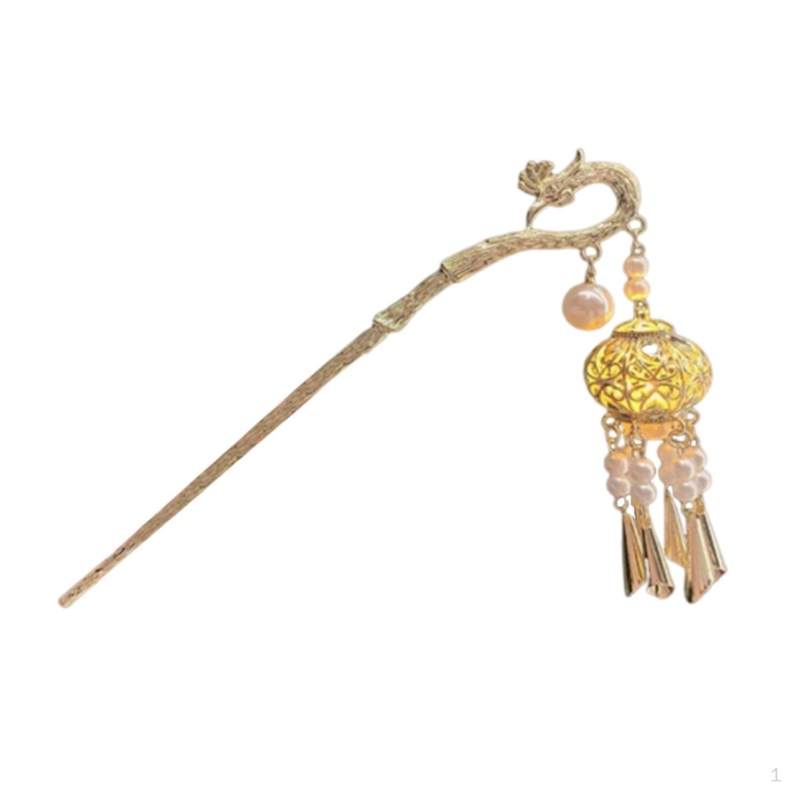 

Китайські палички для волосся Шпилька-ліхтарик зі світлими шпильками Світлодіодні підсвічування Головний убір у класичному вінтажному стилі Cage White Beads