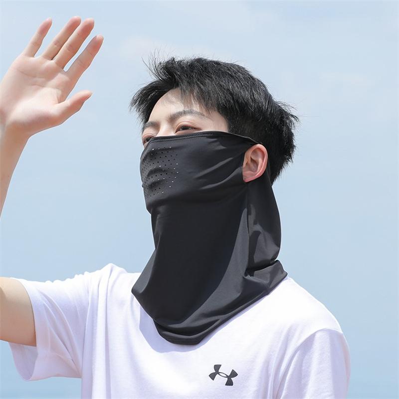 Ice Silk Sunscreen Face Mask With Ear Hooks - Unisex Summer Cycling Face Cover, Breathable Uv Shield For Face And Neck