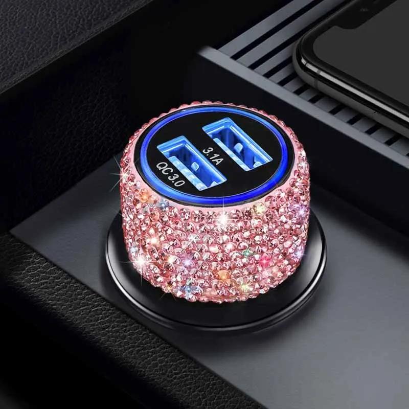 

Автомобильное зарядное устройство USB 3 в 1 5 В 2,1 А, двухпортовый адаптер для быстрой зарядки, зарядное устройство для телефона, автомобильный адаптер, гнездо прикуривателя, блестящий автомобильный декор