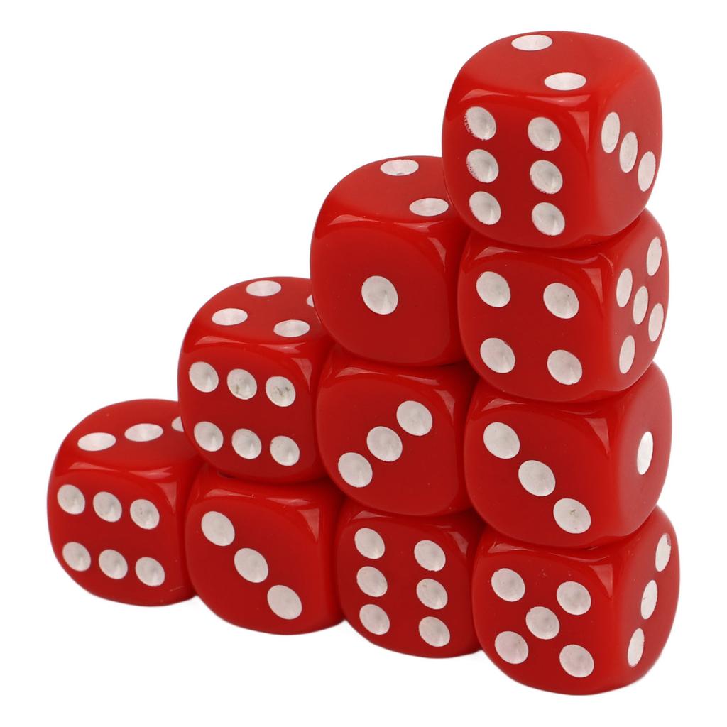 30Pcs Dice Set 6 Sided Round Corner White Number Dots Plastic Portable Game Dice for Board Games Math Teaching Red