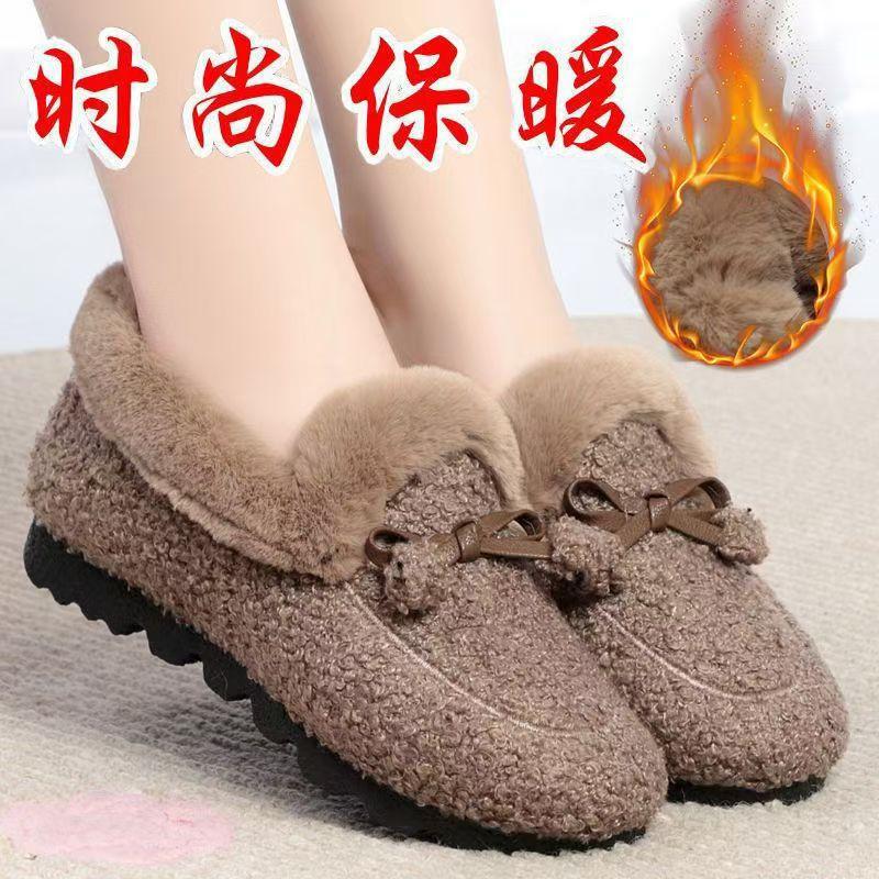 Women's Shoes Women's Autumn and Winter Home Pedal Piled Thickened Winter Warm Shoes Fluffy Shoes