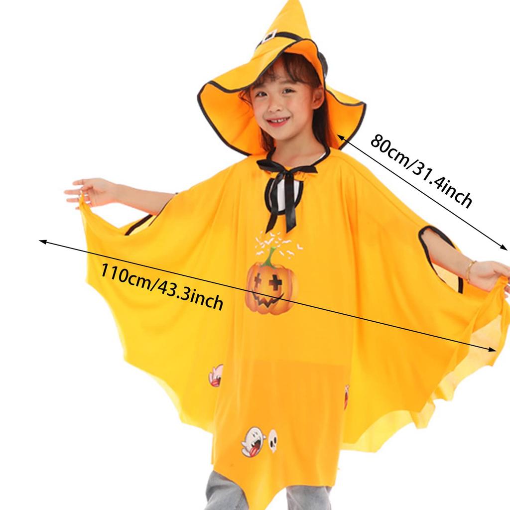 Angenster Halloween Ghost Cosplay Kids Pumpkin Costume, 4-Piece Set for Boys and Girls, Cute Pumpkin Costume for Kids, Events, Parties, Recitals,