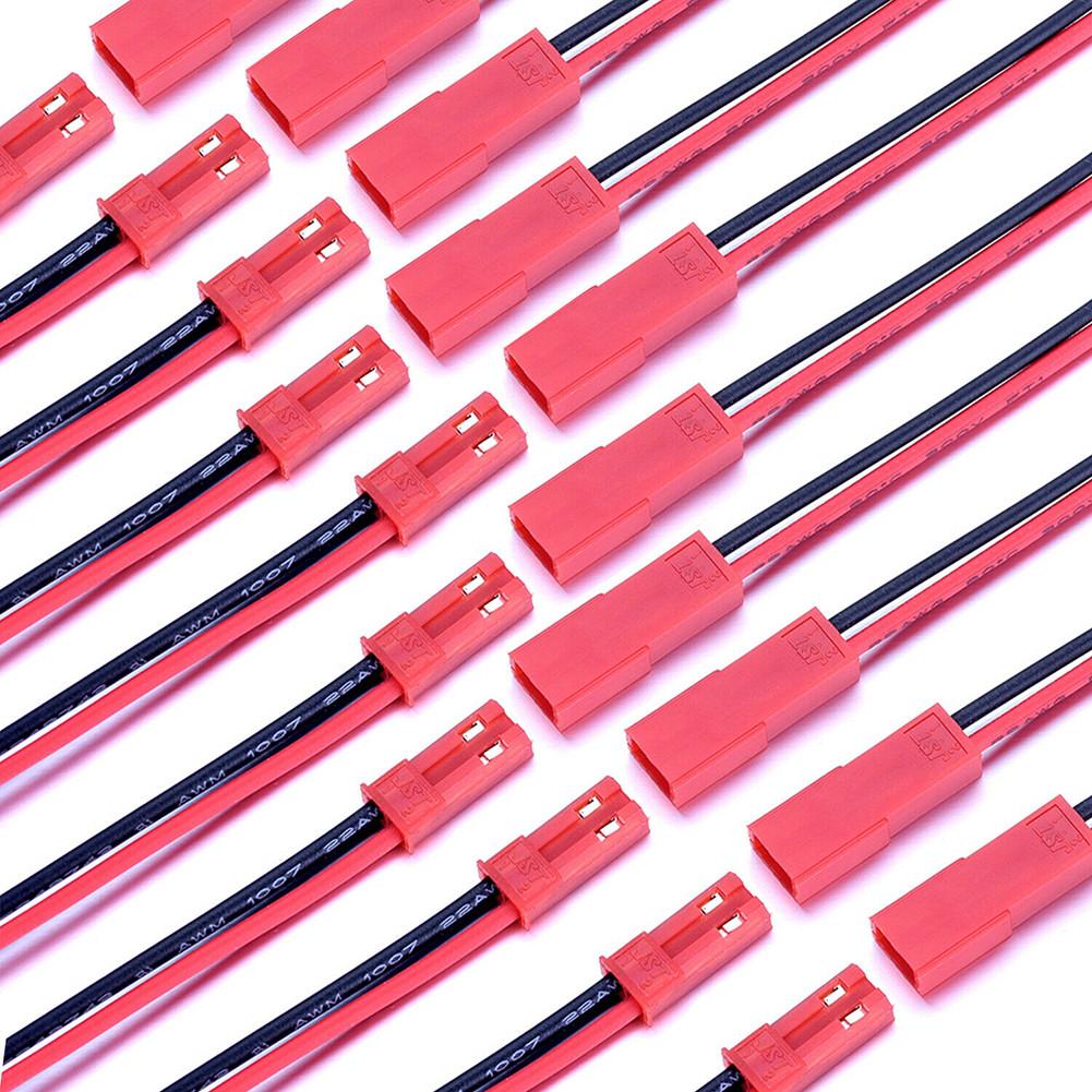For JST SM-2Pin 2-Pin Connector Cable Set 40pcs 22AWG 100mm Wire with 20 Male and 20 Female for LED Lighting Projects