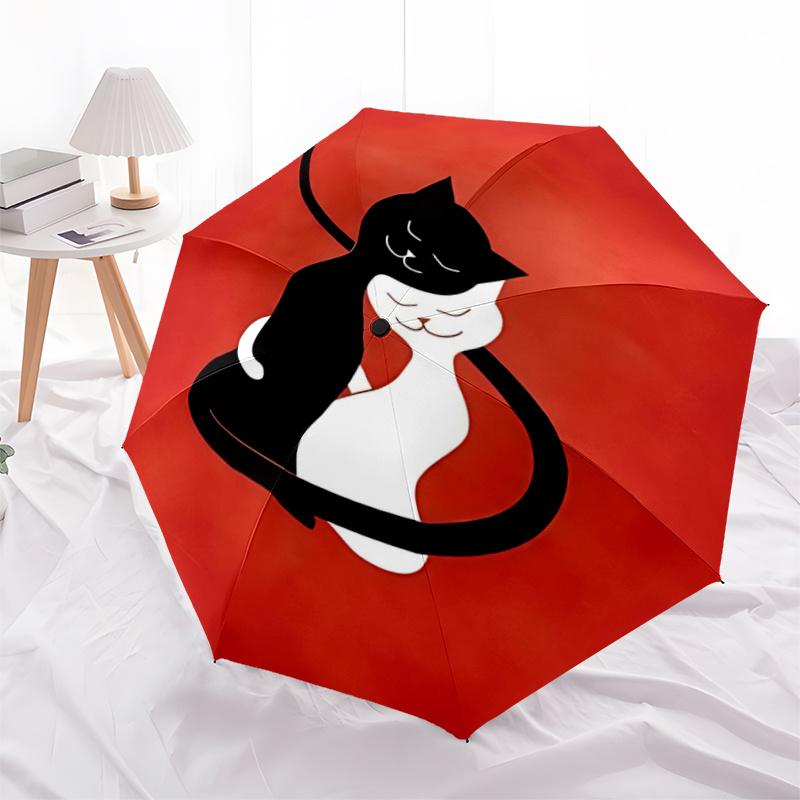 1pc Cats, Love Automatic Open/close Umbrella, 8-Rib sturdy structure, Auto Folding/Opening, Portable Travel Umbrella for Women, Parties c46