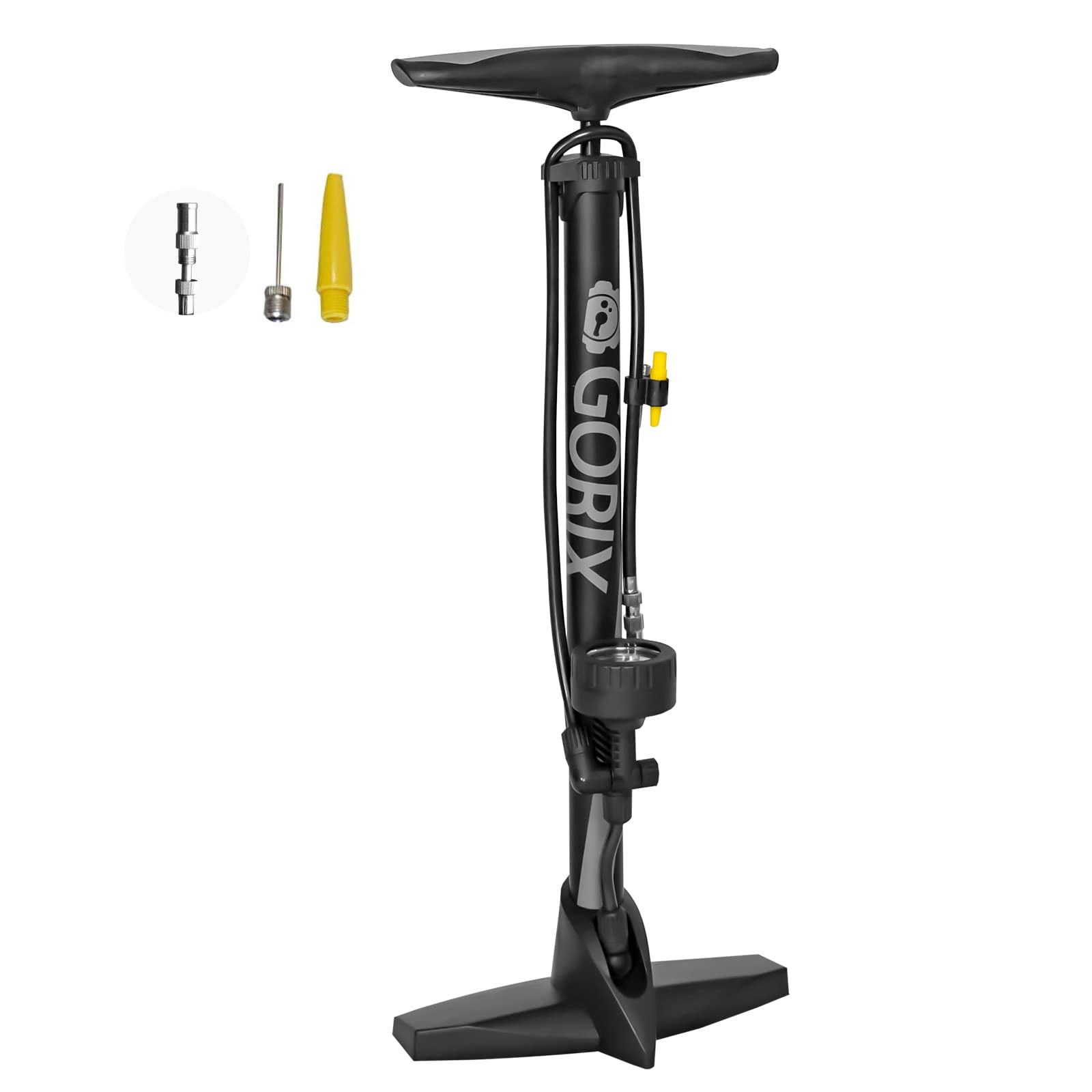 

со всеми GORIX Велосипедный насос с манометром с и Британский [Совместимые клапаны] [Совместимые Американский, Французский, Клапаны] (Матовый черный) GX-33P