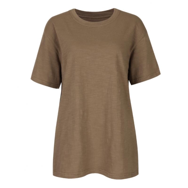 Shop Women Basic Round Neck ShorT Sleeve T shirT Brown Dai Wsh 0913