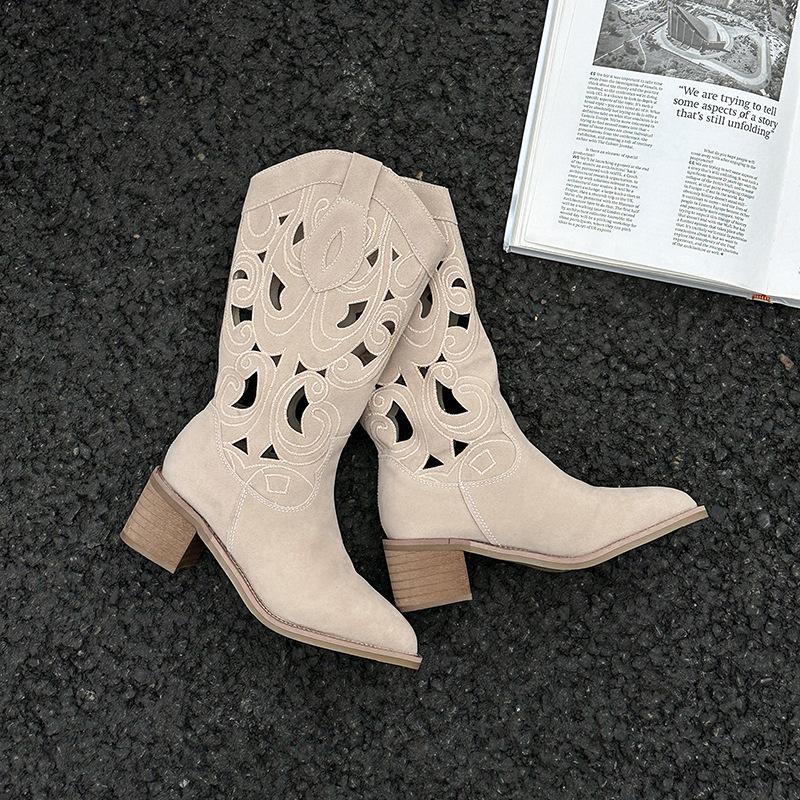 

Сапоги-трубы средней высоты женские летние рыцарские сапоги сапоги, подходящие для летней носки ковбойские сапоги крутые сапоги 41 бежевый