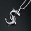 JMXD Minimalist Playful Dolphin Titanium Steel Necklace Pendant, Unisex Cute Animal Jewelry, Perfect Gift