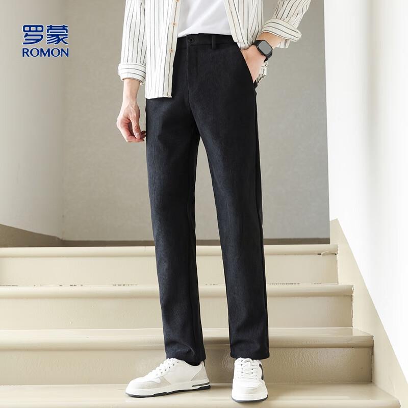 Romens Men's Merino Wool Blend Straight-Leg Casual Business Pants