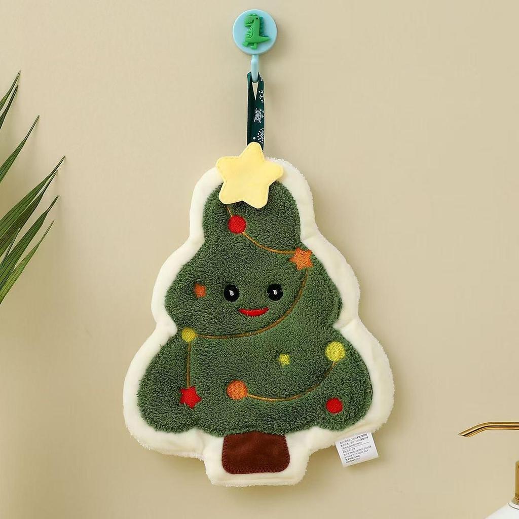 Cartoon Christmas Hand Towel: Cute, Thickened, Absorbent Kitchen & Bathroom Towel for Kids