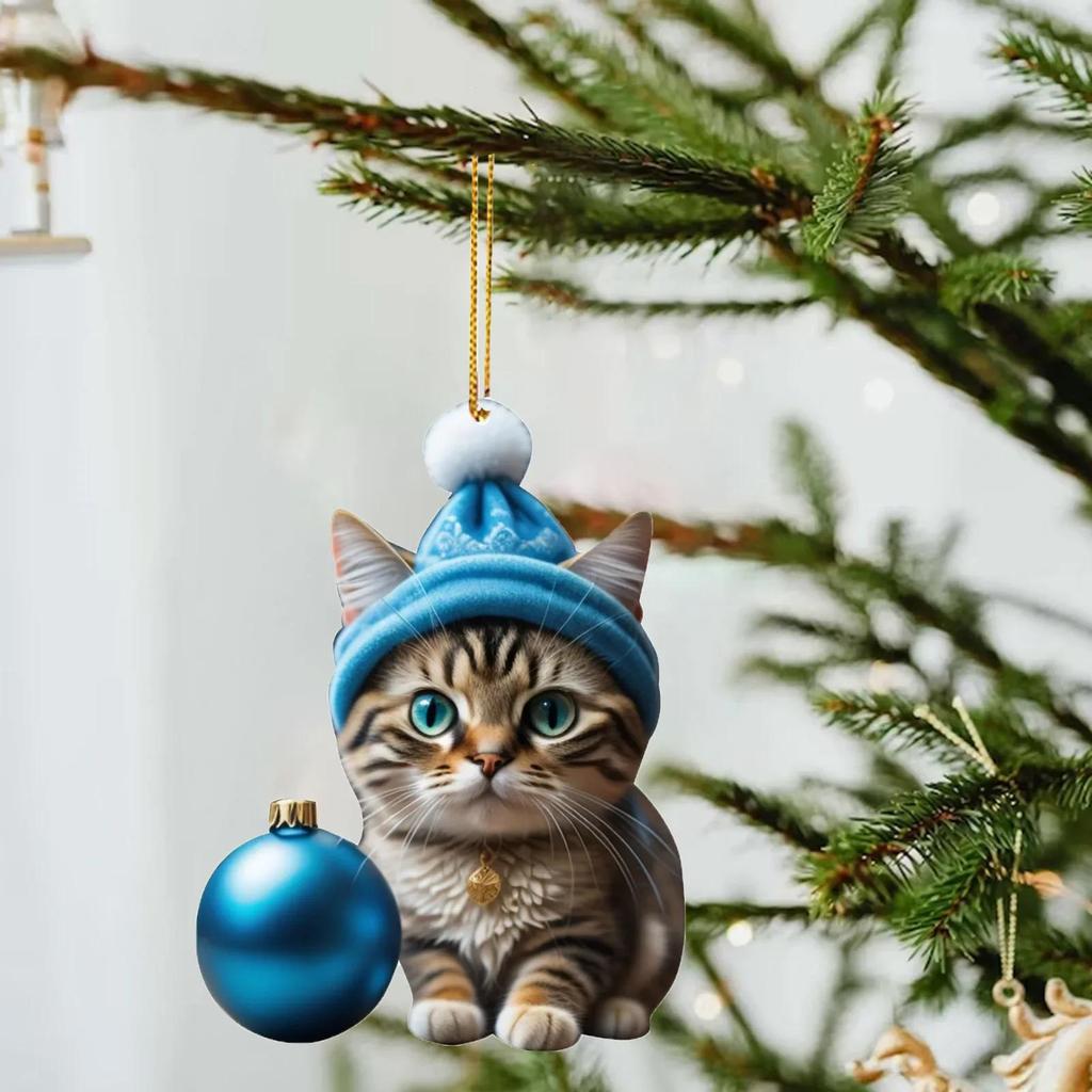 Cartoon süße Katze 2023 Weihnachtsschmuck hängende Dekoration Geschenk Weihnachten hängender Baum personalisierter Anhänger Partyzubehör